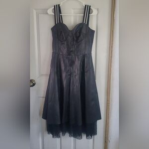 Asos Leather Midi Goth Witchy Dress With Black And White Straps Size 8